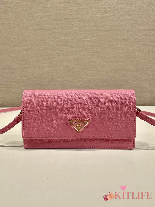 Kitlife Prada Saffiano Pink Leather Mini Bag 1NF059 18x9.5x3cm - 1
