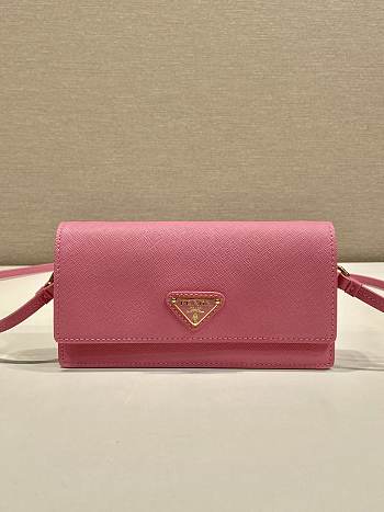 Kitlife Prada Saffiano Pink Leather Mini Bag 1NF059 18x9.5x3cm