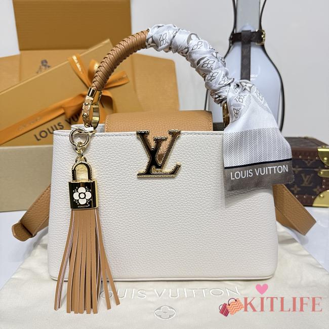 Kitlife Louis Vuitton Capucines BB Bag Cream & Arizona Beige M25466 27x17.3x9cm - 1
