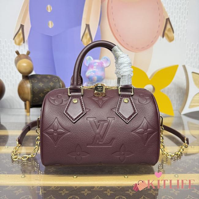 Kitlife Louis Vuitton Speedy Bandouliere 20 Bag Burgundy Monogram Empreinte Leather M25929 20.5x13.5x12cm - 1