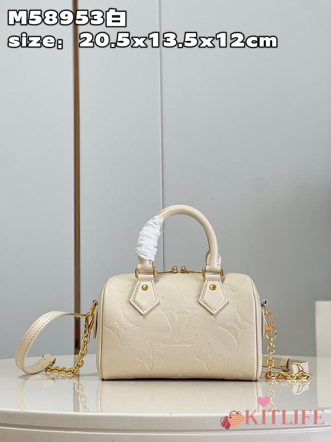 Kitlife Louis Vuitton Speedy Bandouliere 20 Bag Cream Monogram Empreinte Leather M58954 20.5x13.5x12cm  - 1