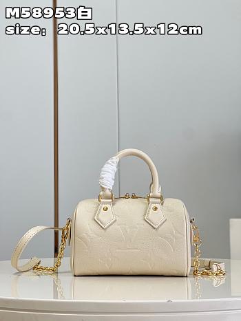 Kitlife Louis Vuitton Speedy Bandouliere 20 Bag Cream Monogram Empreinte Leather M58954 20.5x13.5x12cm 