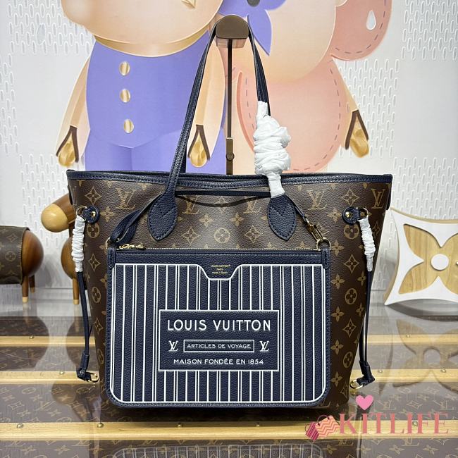 Kitlife Louis Vuitton Neverfull Inside Out MM Bag Blue Navy M25664 31x28x14cm - 1