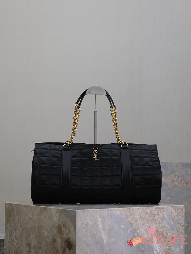 Kitlife Saint Laurent Gloria Quilted Nylon Holdall Bag Black 757209 42x18x18cm - 1