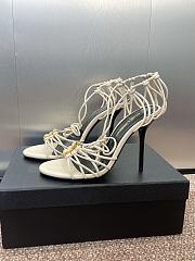 Kitlife Saint Laurent Women's White Leather Heel Sandals 9cm - 6