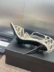 Kitlife Saint Laurent Women's White Leather Heel Sandals 9cm - 5