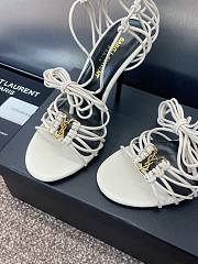 Kitlife Saint Laurent Women's White Leather Heel Sandals 9cm - 4