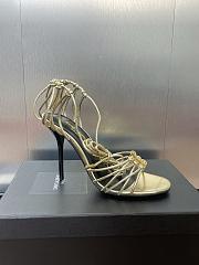 Kitlife Saint Laurent Women's Gold Leather Heel Sandals 9cm - 3