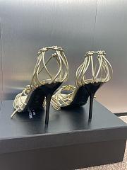 Kitlife Saint Laurent Women's Gold Leather Heel Sandals 9cm - 2