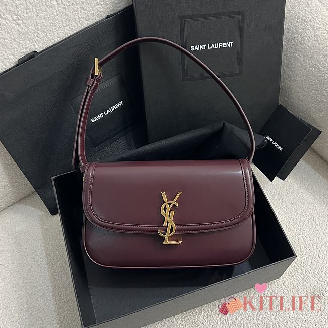 Kitlife Saint Laurent Solferino Medium in Burgundy Box Bag 832330 24.5x15x8.5cm - 1
