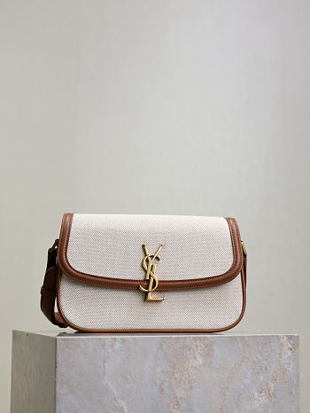 Kitlife Saint Laurent Solferino Medium in Beige Canvas & Leather Box Bag 832330 24.5x15x8.5cm 