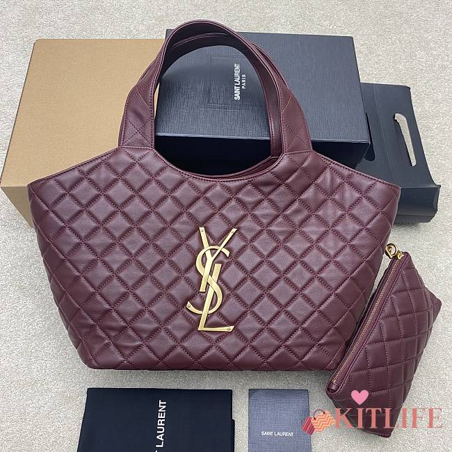 Kitlife Saint Laurent Icare Medium In Burgundy Quilted Nappa Bag 858191 31/46x28x15/5cm  - 1