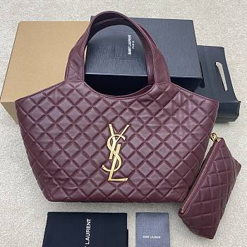 Kitlife Saint Laurent Icare Medium In Burgundy Quilted Nappa Bag 858191 31/46x28x15/5cm 
