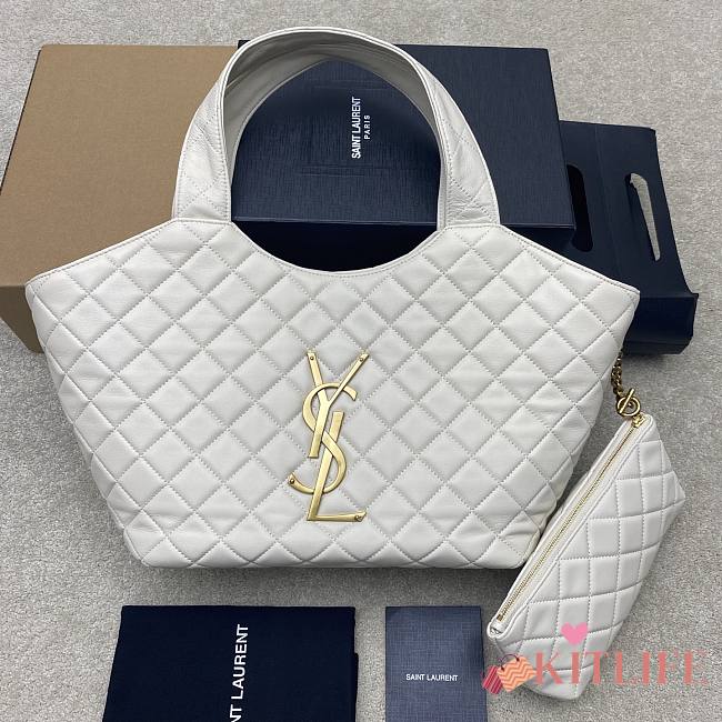 Kitlife Saint Laurent Icare Medium In White Quilted Nappa Bag 858191 31/46x28x15/5cm - 1