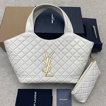 Kitlife Saint Laurent Icare Medium In White Quilted Nappa Bag 858191 31/46x28x15/5cm