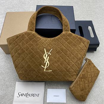 Kitlife Saint Laurent Icare Medium In Brown Suede Quilted  Bag 858191 31/46x28x15/5cm 