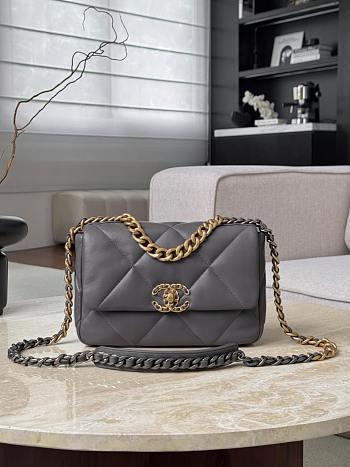 Kitlife Chanel 19 Medium Flap Bag Grey AS1160 26x9x16cm
