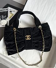 Kitlife Chanel Mini Bow Bag Black Velvet Effect Nylon & Gold Metallic AS5849 18x26x5cm  - 1