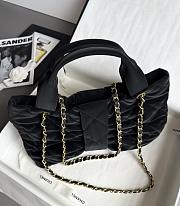 Kitlife Chanel Mini Bow Bag Black Velvet Effect Nylon & Gold Metallic AS5849 18x26x5cm  - 4