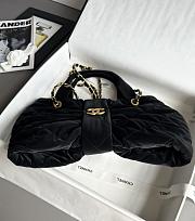 Kitlife Chanel Mini Bow Bag Black Velvet Effect Nylon & Gold Metallic AS5849 18x26x5cm  - 3