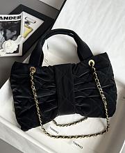 Kitlife Chanel Mini Bow Bag Black Velvet Effect Nylon & Gold Metallic AS5849 18x26x5cm  - 5