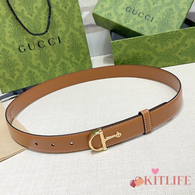 Kitlife Gucci Copper Half-head Hardware Buckle Belt Brown 2.5cm - 1