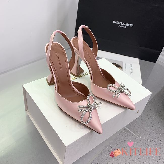 Kitlife Amina Muaddi Rosie 95mm Crystal-embellished High-heeled Pumps in Light Pink - 1