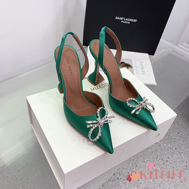 Kitlife Amina Muaddi Rosie 95mm Crystal-embellished High-heeled Pumps in Green - 1