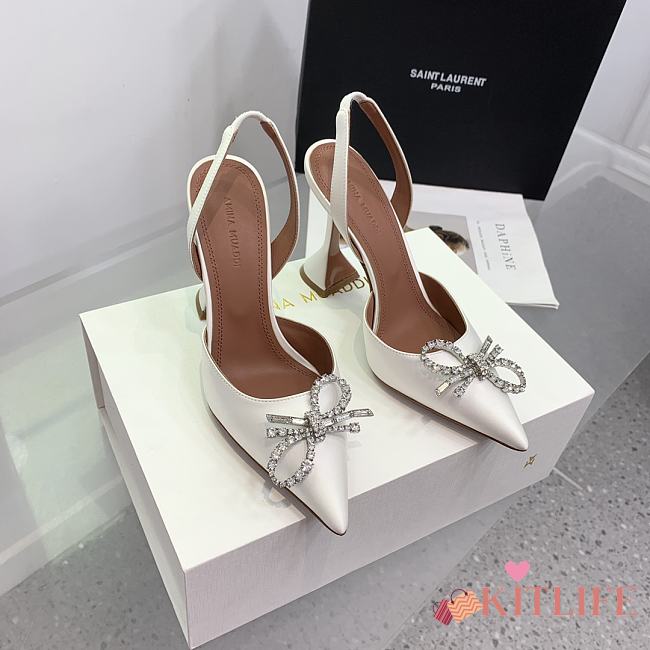 Kitlife Amina Muaddi Rosie 95mm Crystal-embellished High-heeled Pumps in White - 1