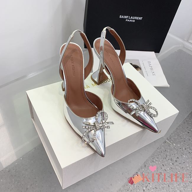Kitlife Amina Muaddi Rosie 95mm Crystal-embellished High-heeled Pumps in Silver - 1