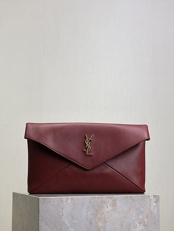 Kitlife Saint Laurent Cassandre Large Envelope Pouch In Burgundy Lambskin 769307 29.5×18×4.5cm