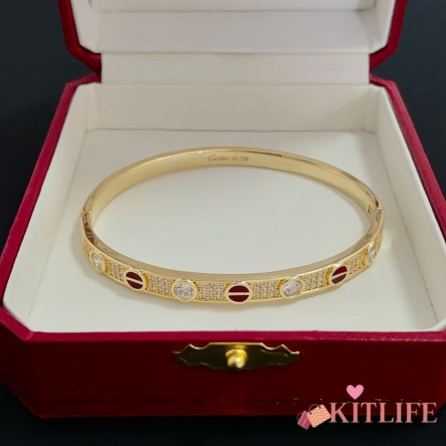 Kitlife Cartier Red & Crystal Diamond Bracelet in Gold - 1