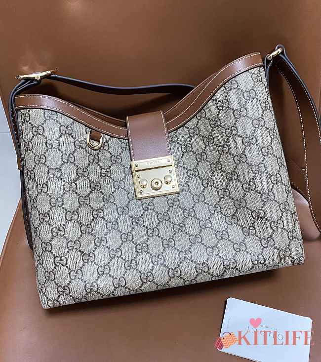 Kitlife Gucci Padlock Medium Shoulder Bag Beige And Dark Brown 839021 29x23.5x15.5cm - 1