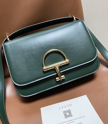Kitlife Gucci Siena Small Shoulder Bag Green Leather 846705 22.5x14x8cm