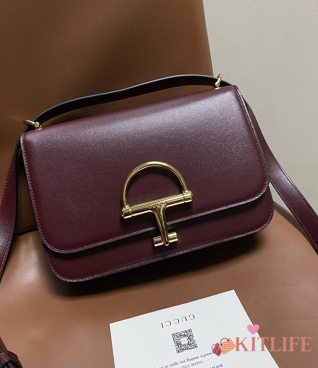 Kitlife Gucci Siena Small Shoulder Bag Rosso Ancora Red Leather 846705 22.5x14x8cm  - 1