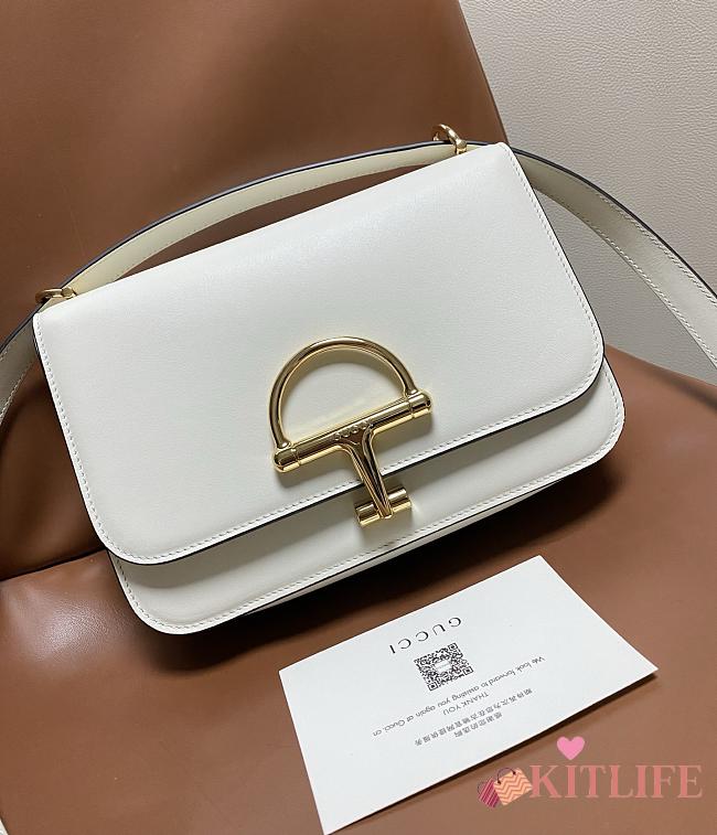 Kitlife Gucci Siena Small Shoulder Bag White Leather 846705 22.5x14x8cm  - 1