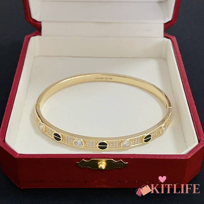 Kitlife Cartier Black & Crystal Diamond Bracelet in Gold - 1