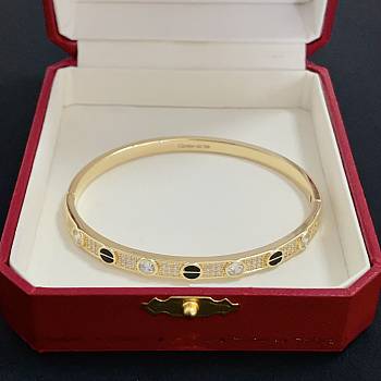 Kitlife Cartier Black & Crystal Diamond Bracelet in Gold