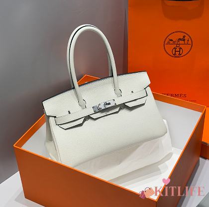 Kitlife Hermes Birkin Shoulder Togo White Leather With Silver Buckle 29cm  - 1