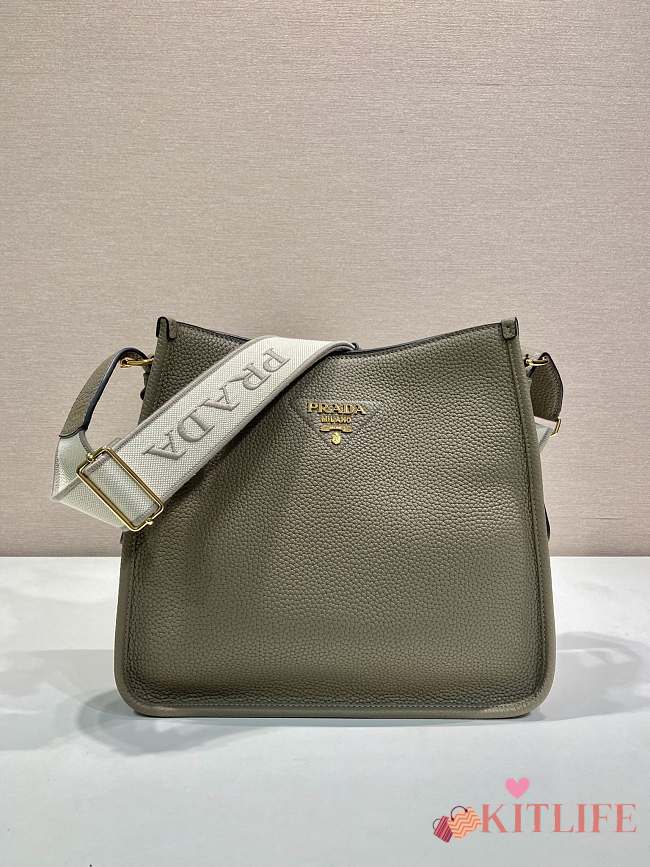 Kitlife Prada Medium Grey Leather Shoulder Bag 1BC073 30x28x12cm - 1