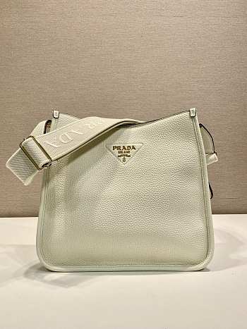 Kitlife Prada Medium White Leather Shoulder Bag 1BC073 30x28x12cm