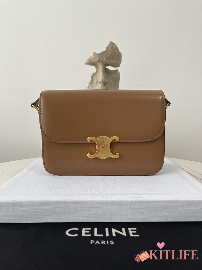 Kitlife Celine Classic Triomphe Bag in Tan Calfskin 187363 22x16.5x7cm - 1