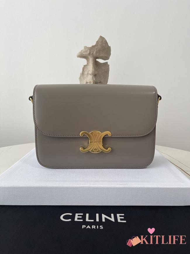 Kitlife Celine Classic Triomphe Bag in Grey Calfskin 187363 22x16.5x7cm - 1