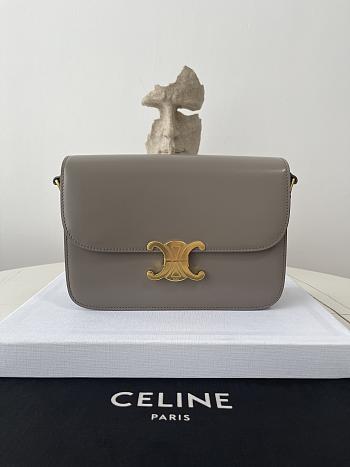 Kitlife Celine Classic Triomphe Bag in Grey Calfskin 187363 22x16.5x7cm