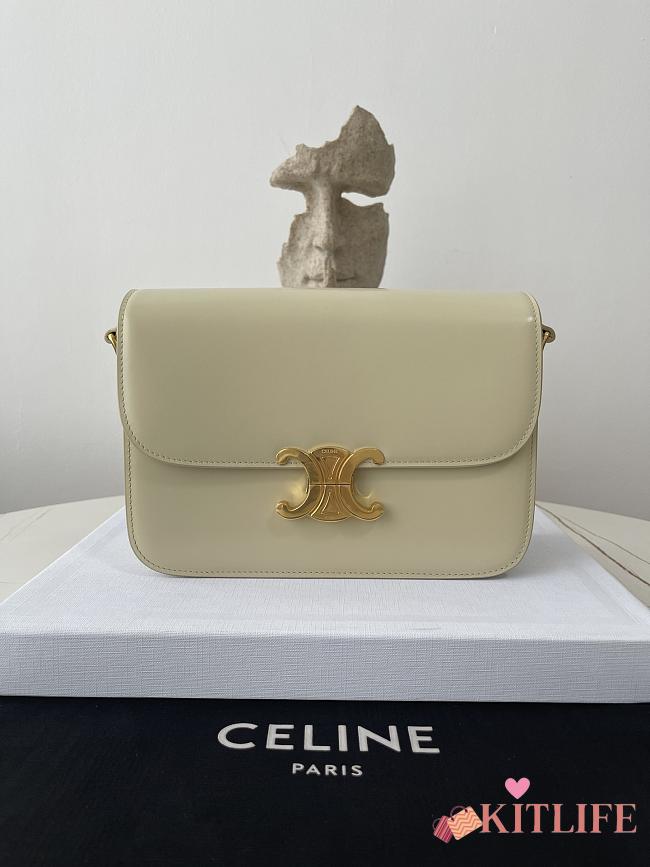 Kitlife Celine Classic Triomphe Bag in Cream Calfskin 187363 22x16.5x7cm - 1
