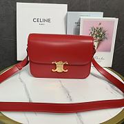 Kitlife Celine Classic Triomphe Bag in Red Calfskin 187363 22x16.5x7cm  - 1
