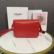 Kitlife Celine Classic Triomphe Bag in Red Calfskin 187363 22x16.5x7cm  - 3