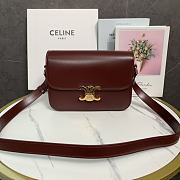 Kitlife Celine Classic Triomphe Bag in Burgundy Calfskin 187363 22x16.5x7cm - 1