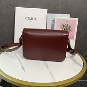 Kitlife Celine Classic Triomphe Bag in Burgundy Calfskin 187363 22x16.5x7cm - 3