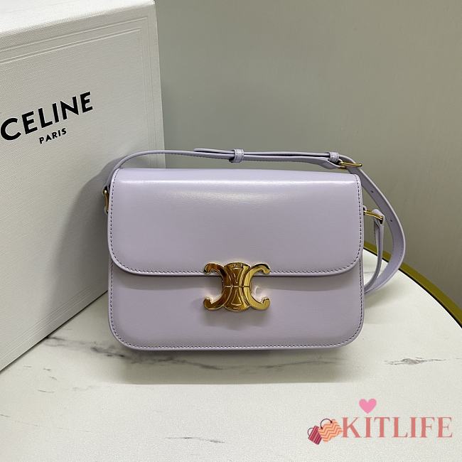 Kitlife Celine Classic Triomphe Bag in Light Purple Calfskin 187363 22x16.5x7cm - 1
